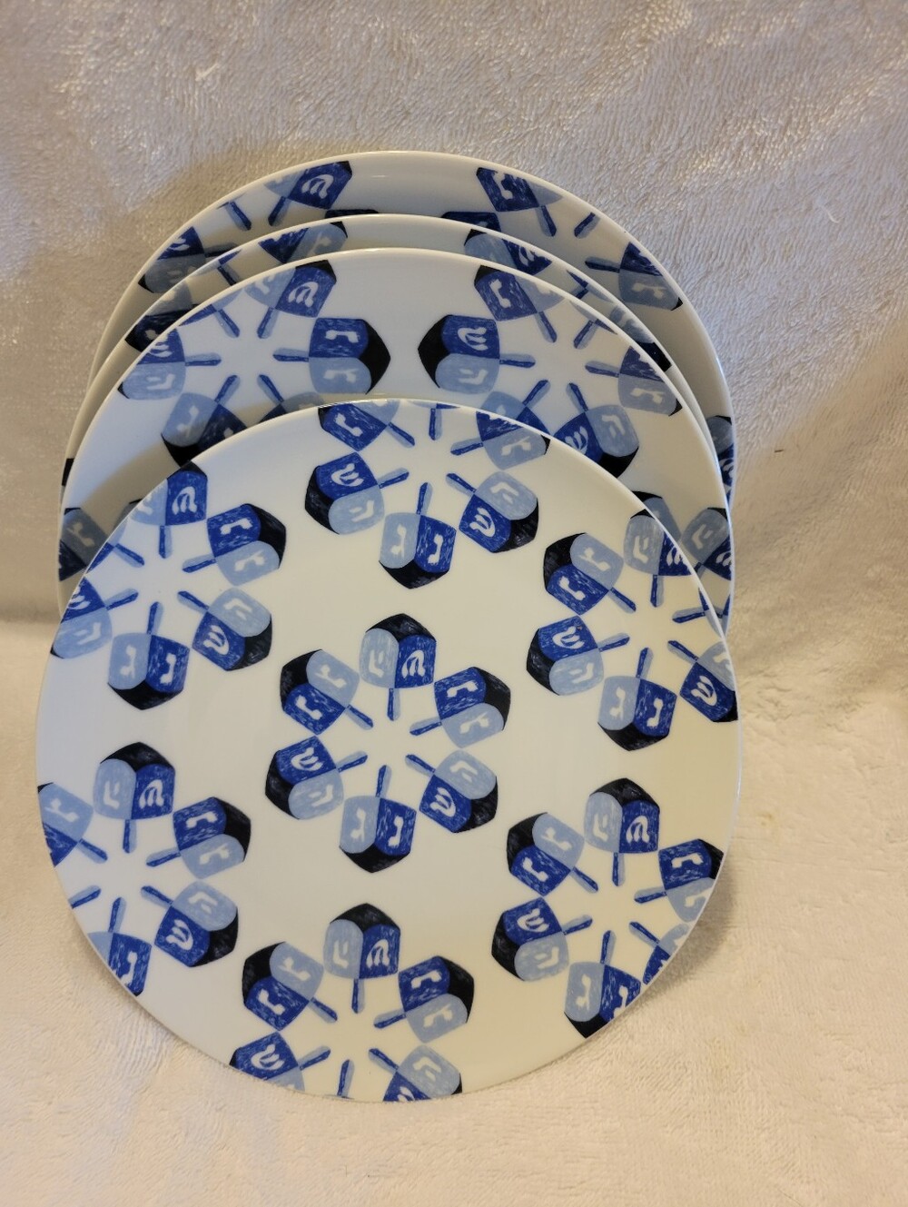Crate And Barrel Hanukkah Dreidel Luncheon Plates